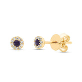 0.05ct Diamond and 0.11ct Blue Sapphire 14k Yellow Gold Stud Earring